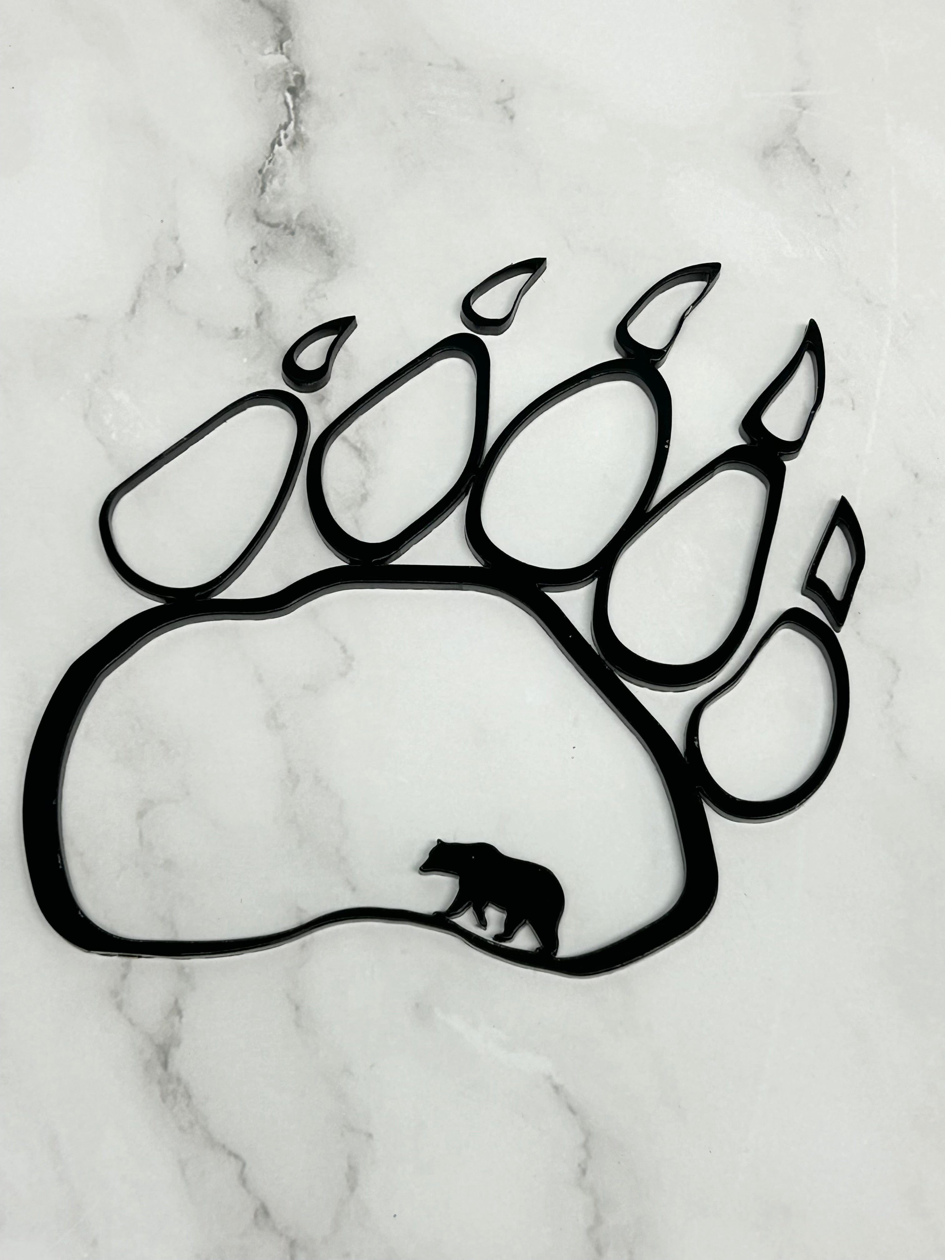 Mini Bear Paw Wood Shape With Silhouette Set LEFT PAW