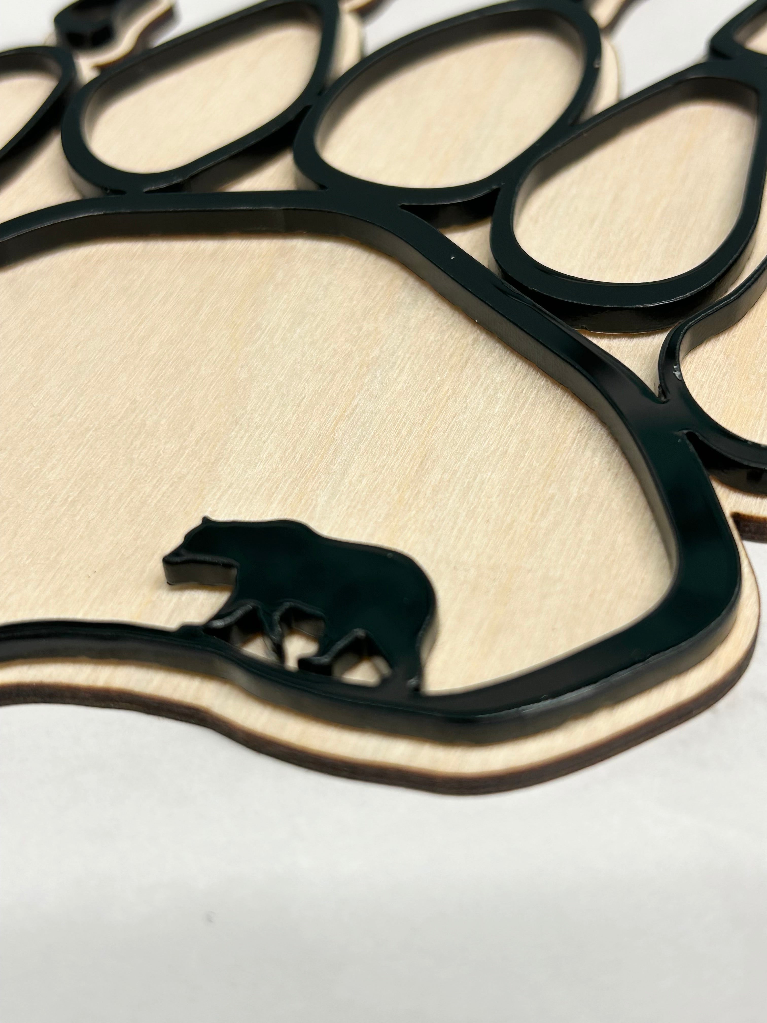 Mini Bear Paw Wood Shape With Silhouette Set LEFT PAW
