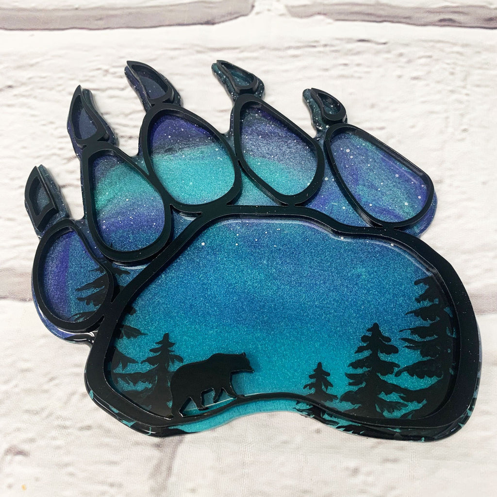 Mini Bear Paw Northern Lights Resin Art