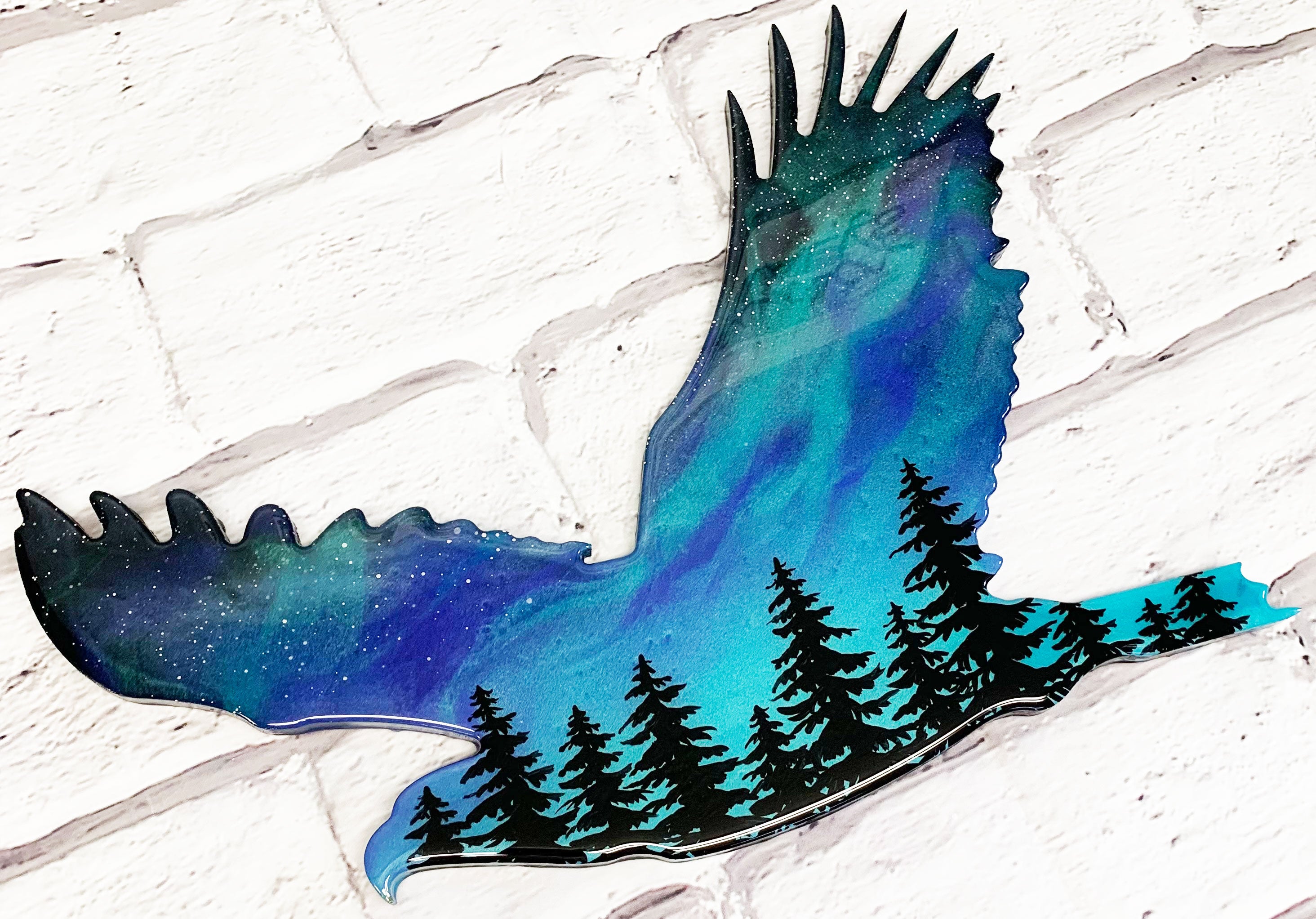 Eagle Northern Lights Resin Art