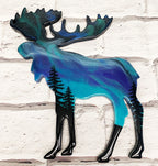 Moose Northern Lights Resin Art Piece