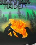 Northern Lights Campfire Resin Art Name Sign
