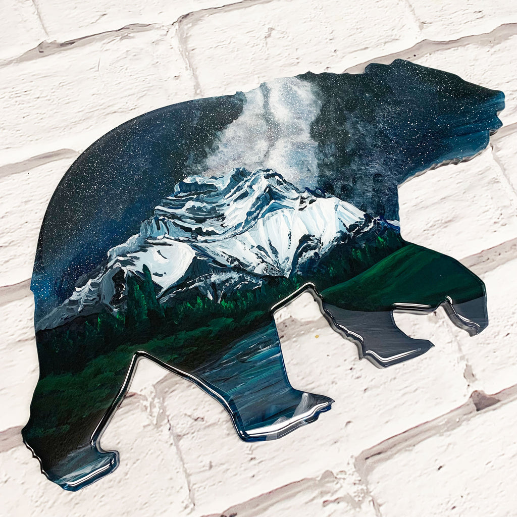 Cascade Mountain Milky Way Resin Art Bear