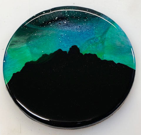 Rocky Mountain Northern Lights Resin Coaster Set
