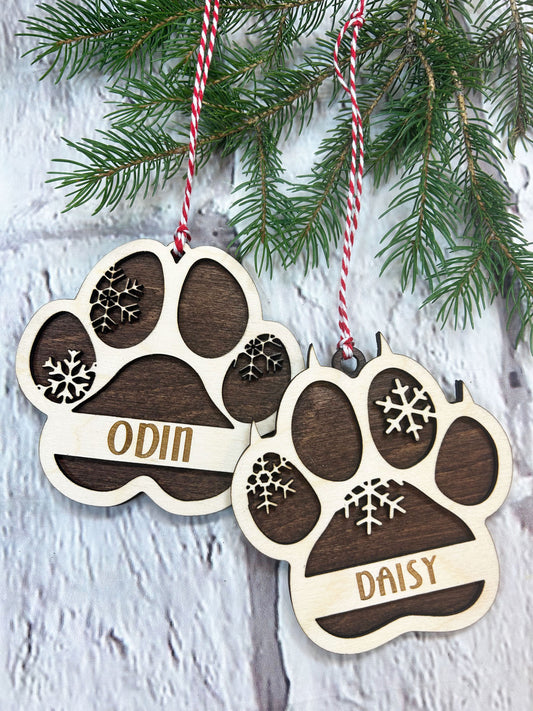 Personalized Paw Print Cat or Dog Ornament