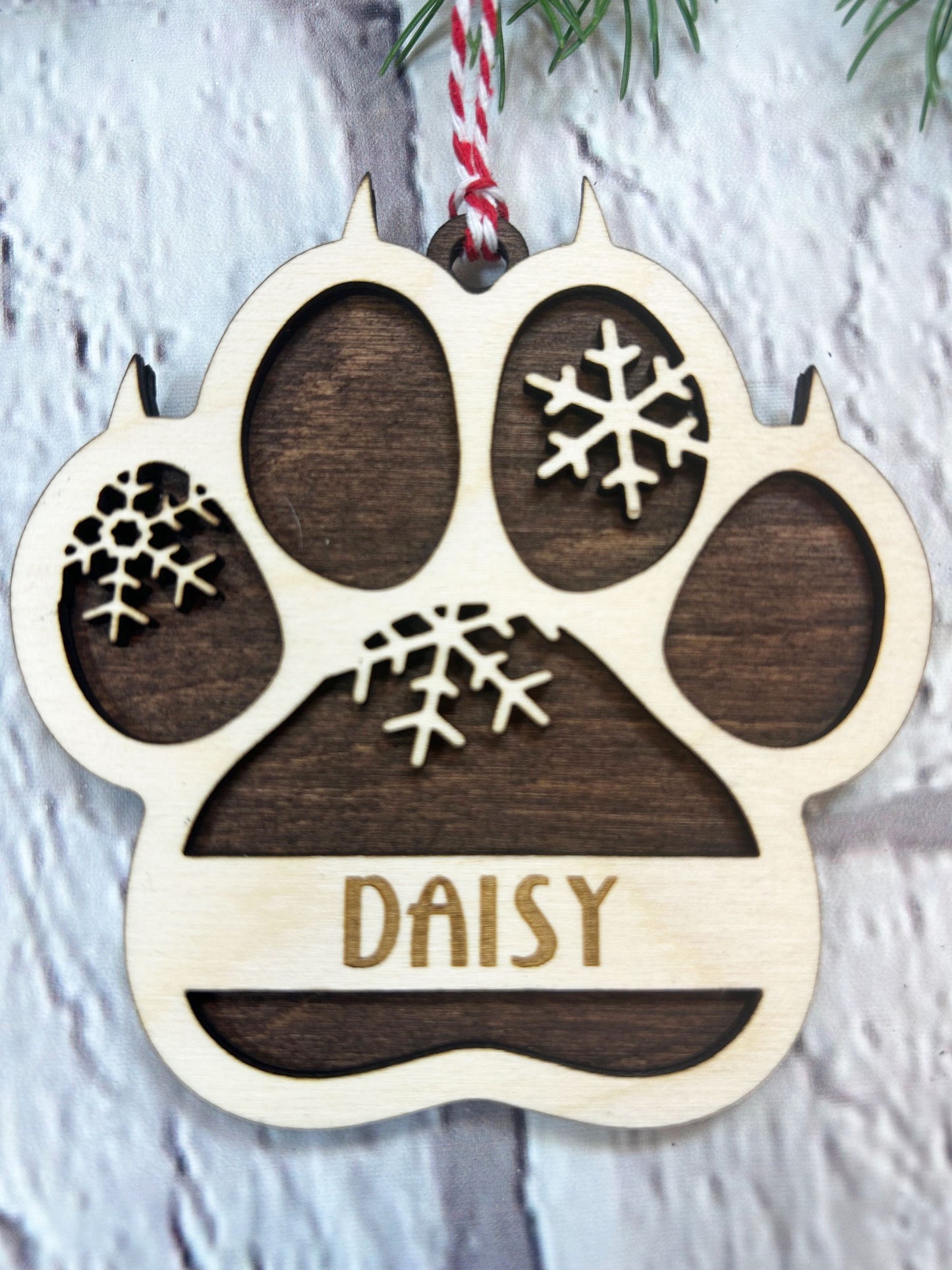 Personalized Paw Print Cat or Dog Ornament