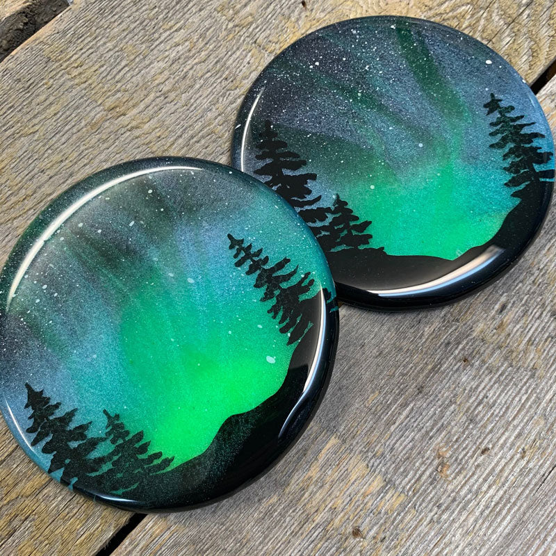 Northern Lights Resin Coasters - Set of Four