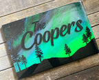 Northern Lights Resin Art Family Name Sign