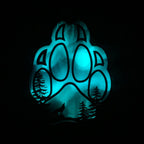 Full Moon Wolf Paw Northern Lights Resin Art