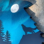 Full Moon Northern Lights Wolf Art
