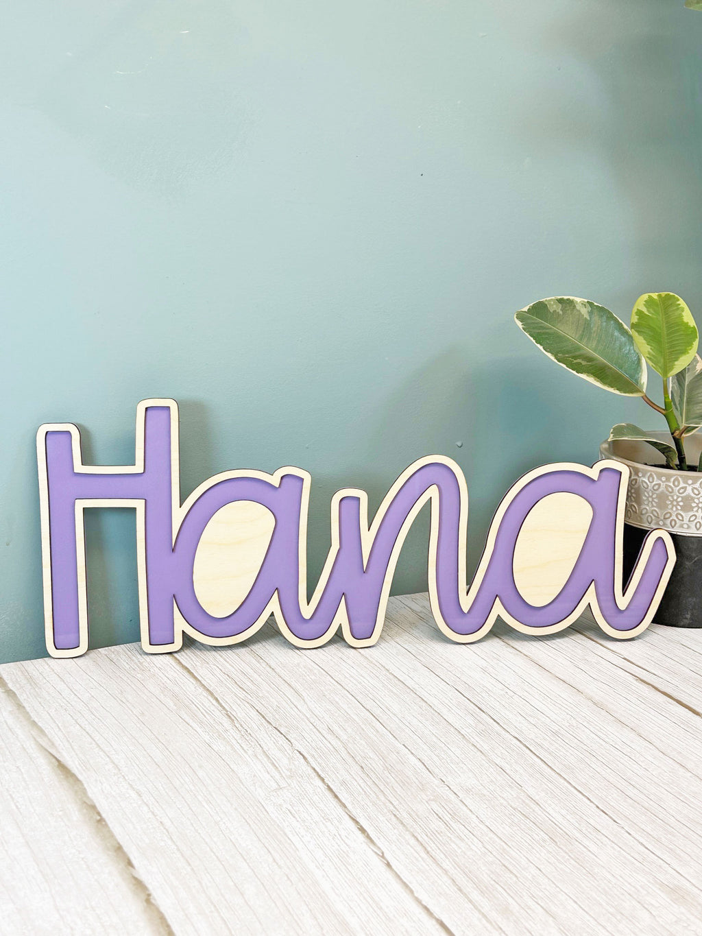 Two Layered Wood and Acrylic Name Sign