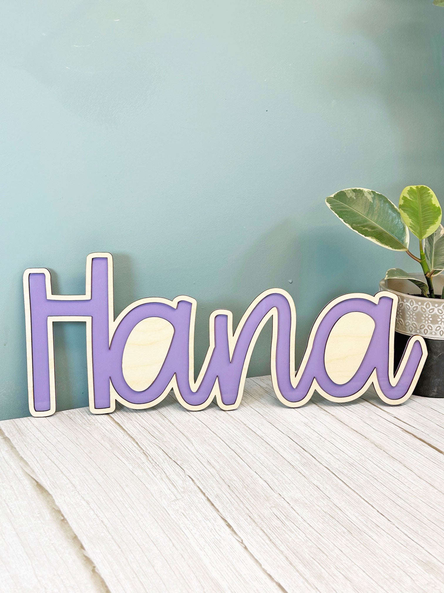 Two Layered Wood and Acrylic Name Sign