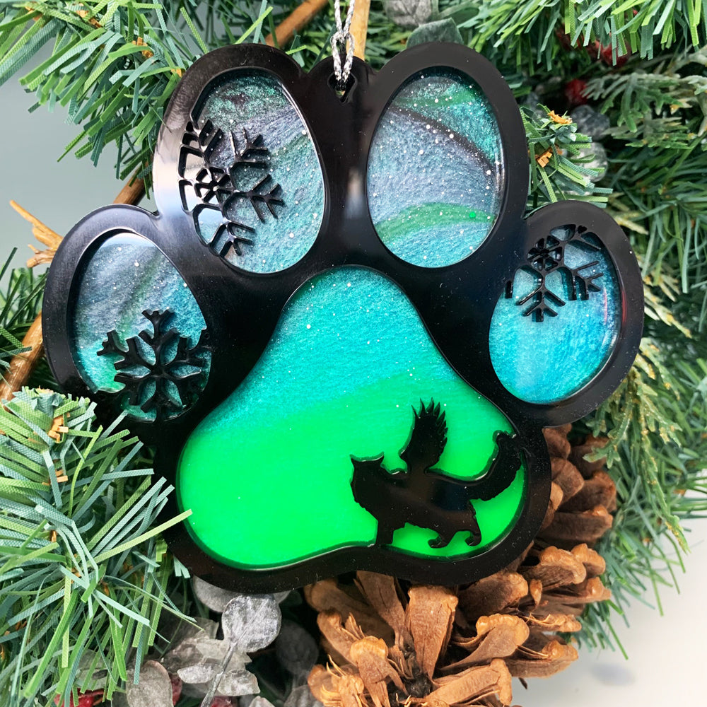 Northern Lights Resin Cat Paw Christmas Ornament
