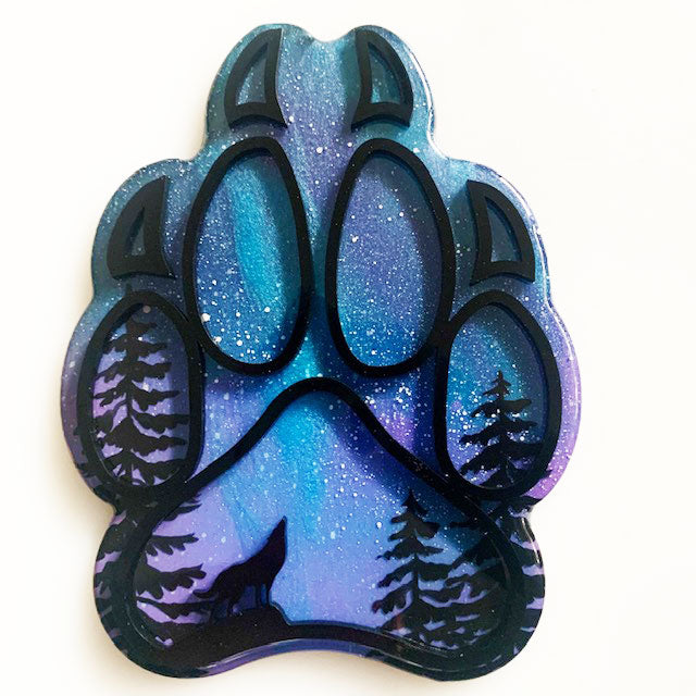 Wolf Paw Northern Lights Resin Art