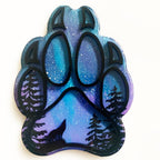 Mini Wolf Paw Northern Lights Resin Art