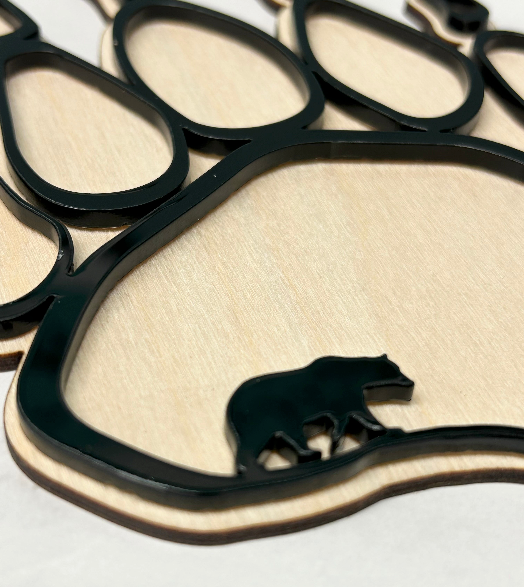 RIGHT PAW Mini Bear Paw Wood Shape With Silhouette Set