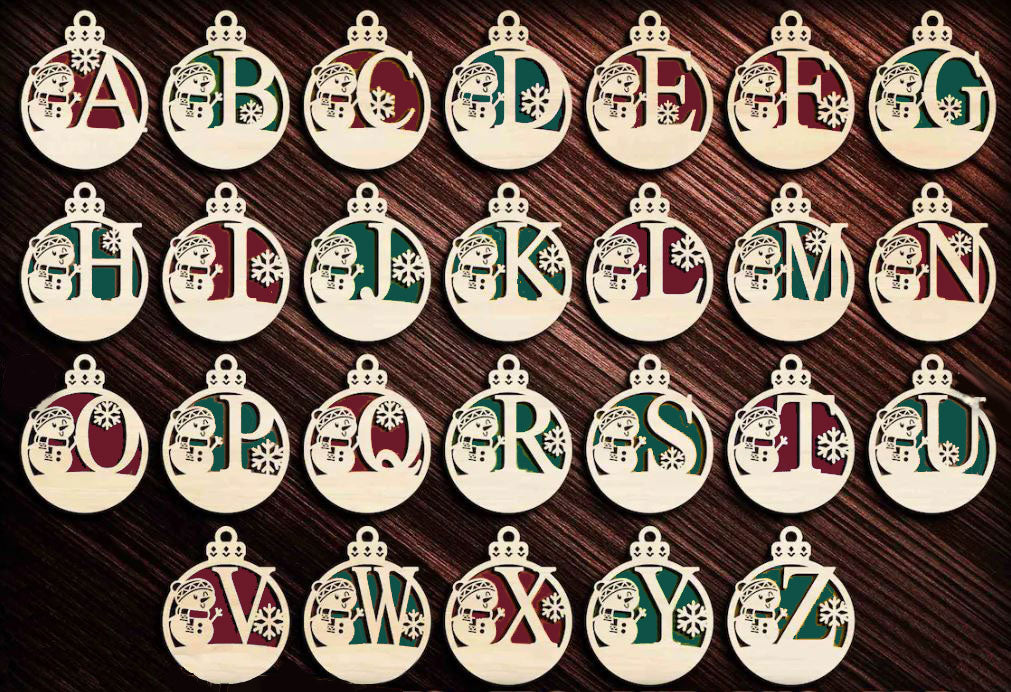 Monogram Snowman Ornament