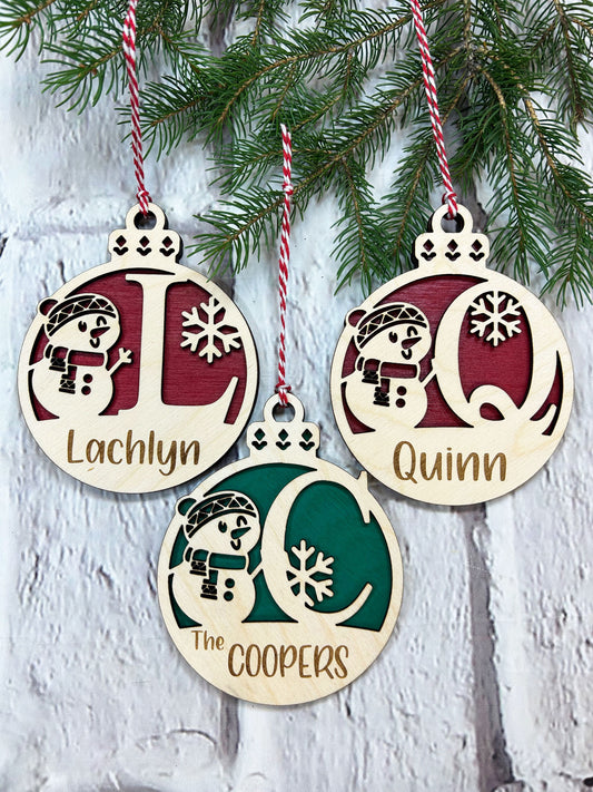 Monogram Snowman Ornament