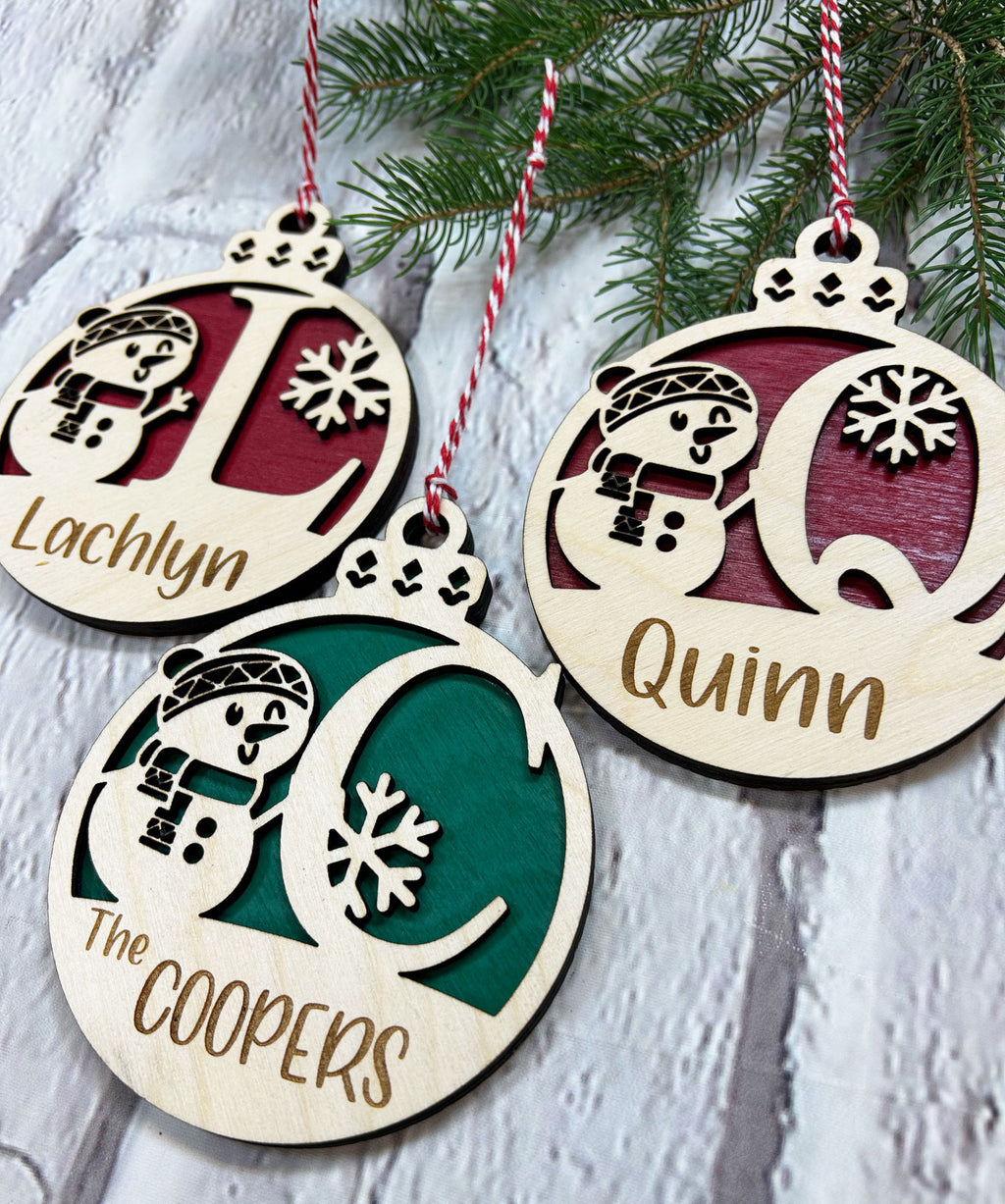 Monogram Snowman Ornament
