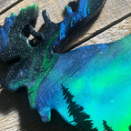 Moose Northern Lights Resin Art Piece