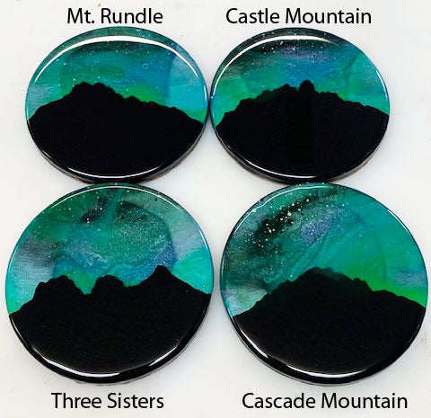Rocky Mountain Northern Lights Resin Coaster Set