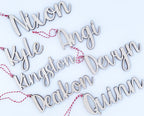 Wood Christmas Stocking and Gift Name Tag Ornaments
