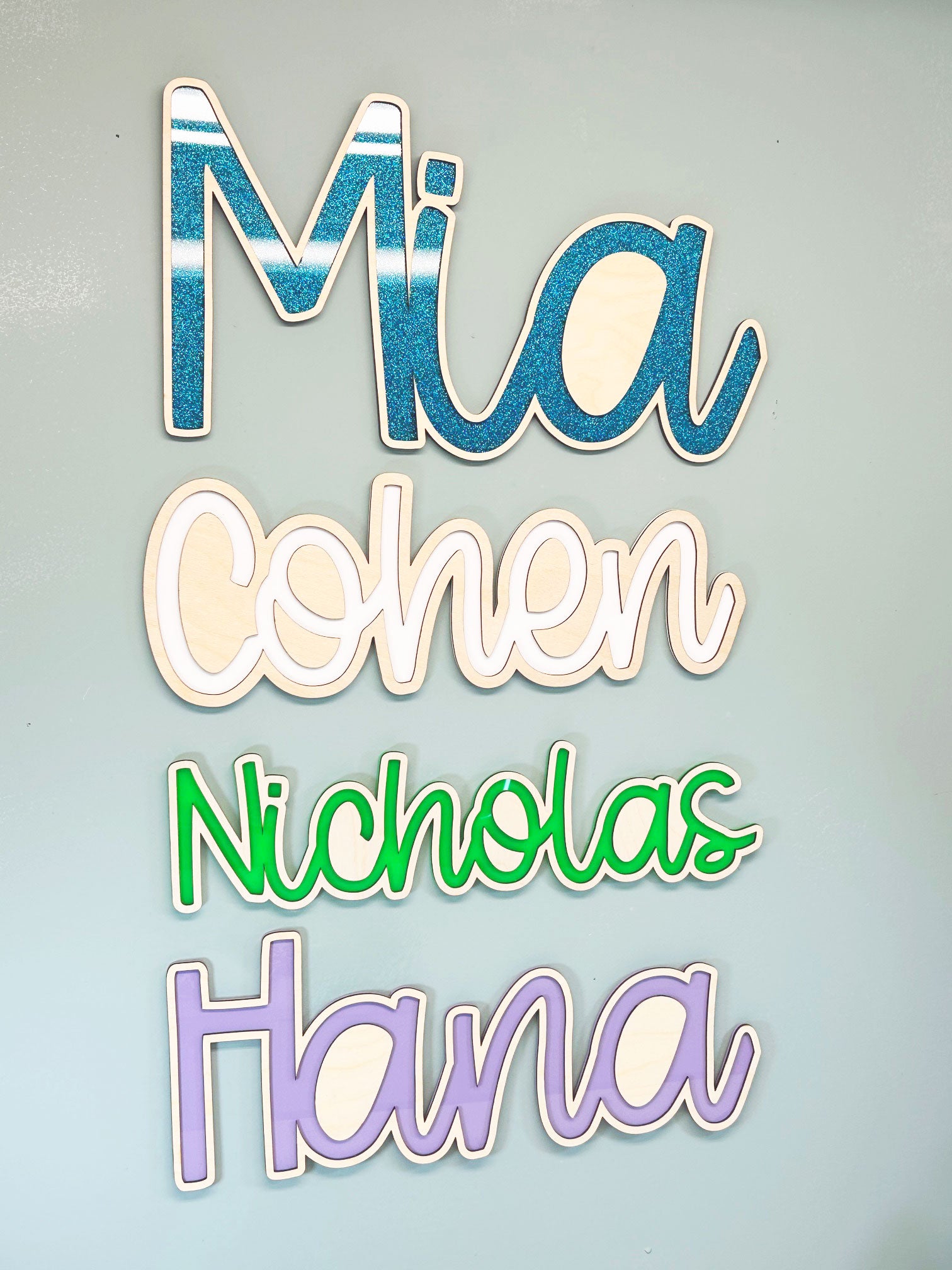 Two Layered Wood and Acrylic Name Sign