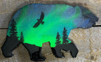 Green Northern Lights Bear Art
