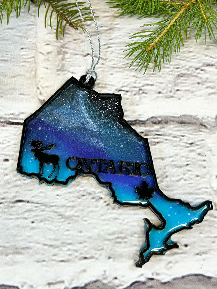 CLEARANCE Purple and Blue Province Northern Lights Ornaments