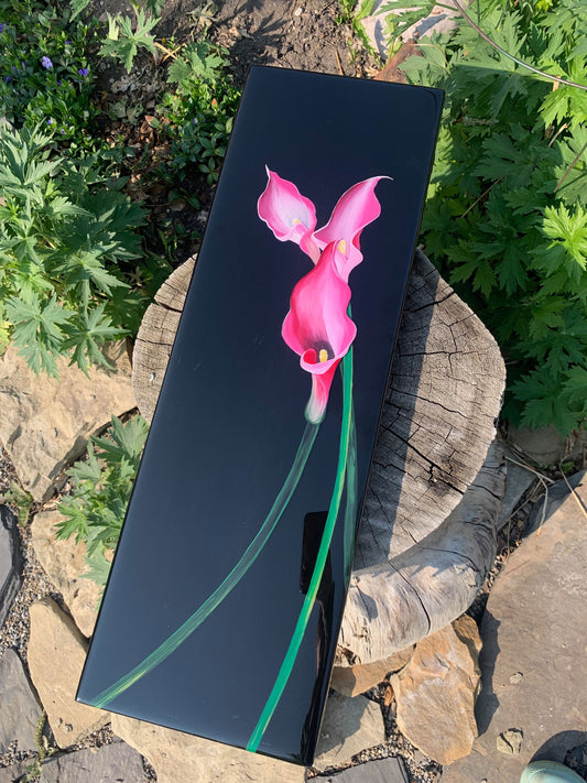 Pink Calla Lilies Layered Hand Painted Resin Art