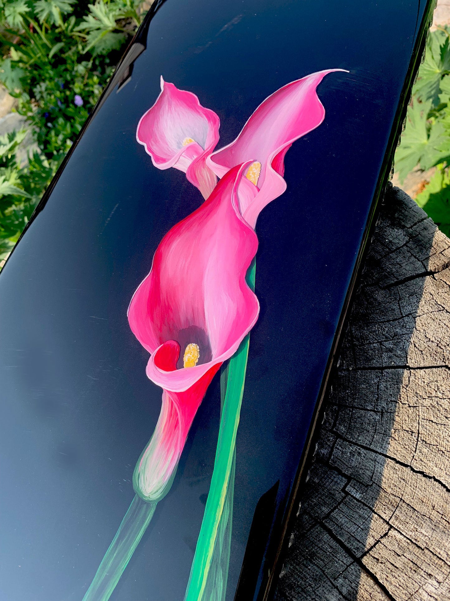Pink Calla Lilies Layered Hand Painted Resin Art