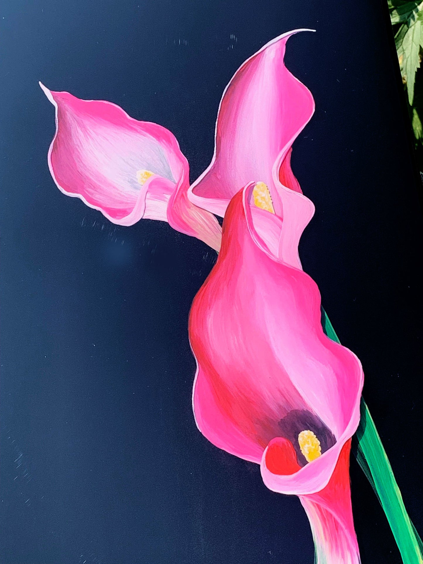 Pink Calla Lilies Layered Hand Painted Resin Art