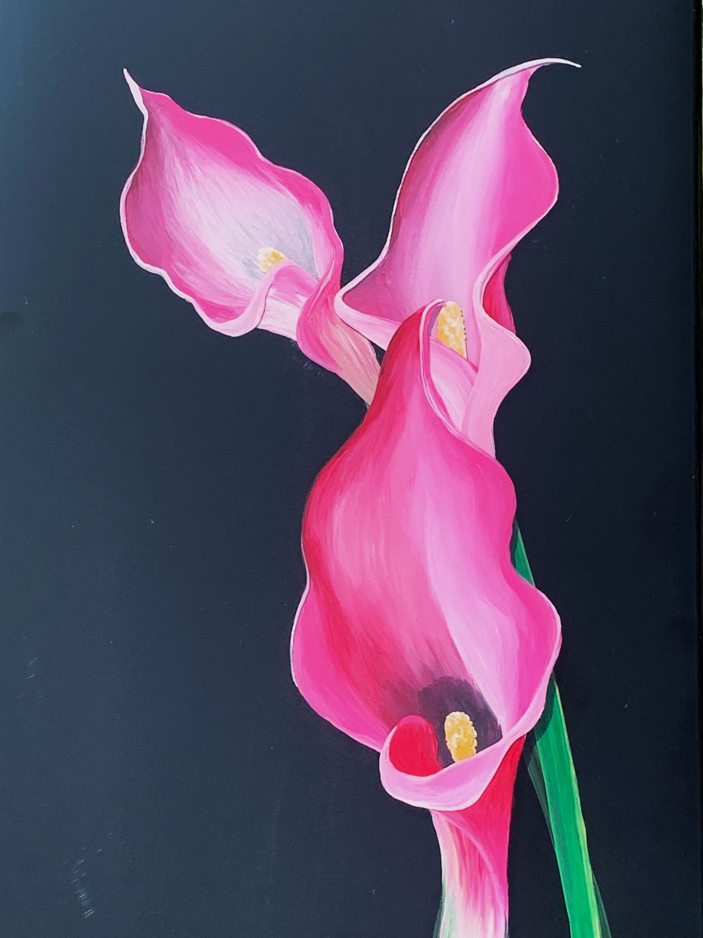 Pink Calla Lilies Layered Hand Painted Resin Art
