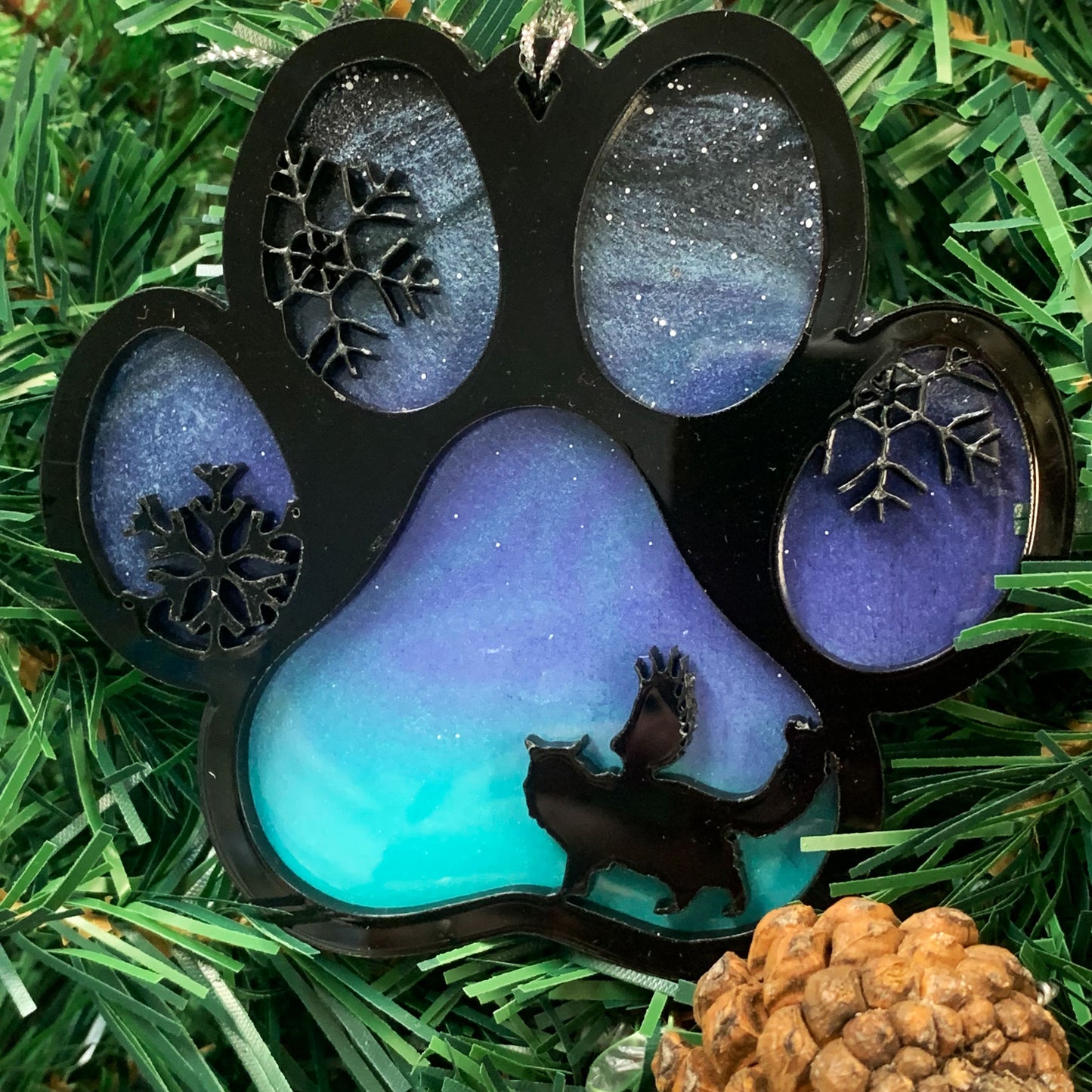Northern Lights Resin Cat Paw Christmas Ornament