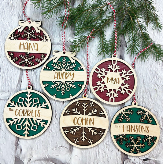 Personalized Round Snowflake Ornament