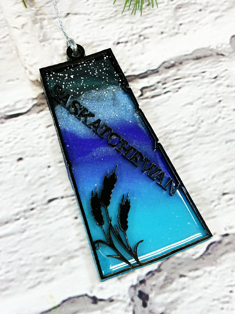 CLEARANCE Purple and Blue Province Northern Lights Ornaments