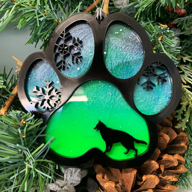 Northern Lights Resin Dog Breed Christmas Ornament