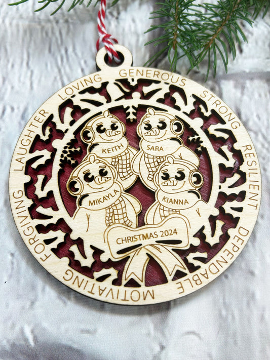 Customizable Snow Family Ornament