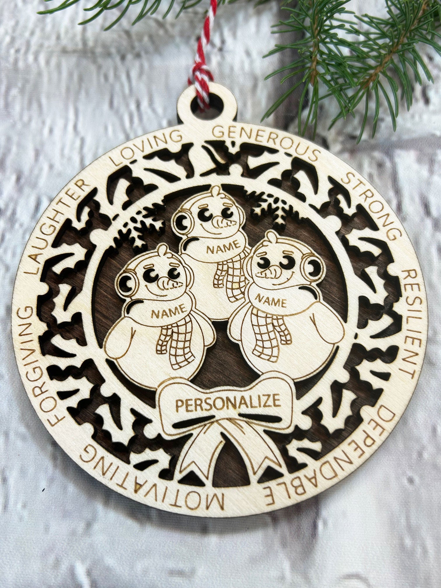 Customizable Snow Family Ornament