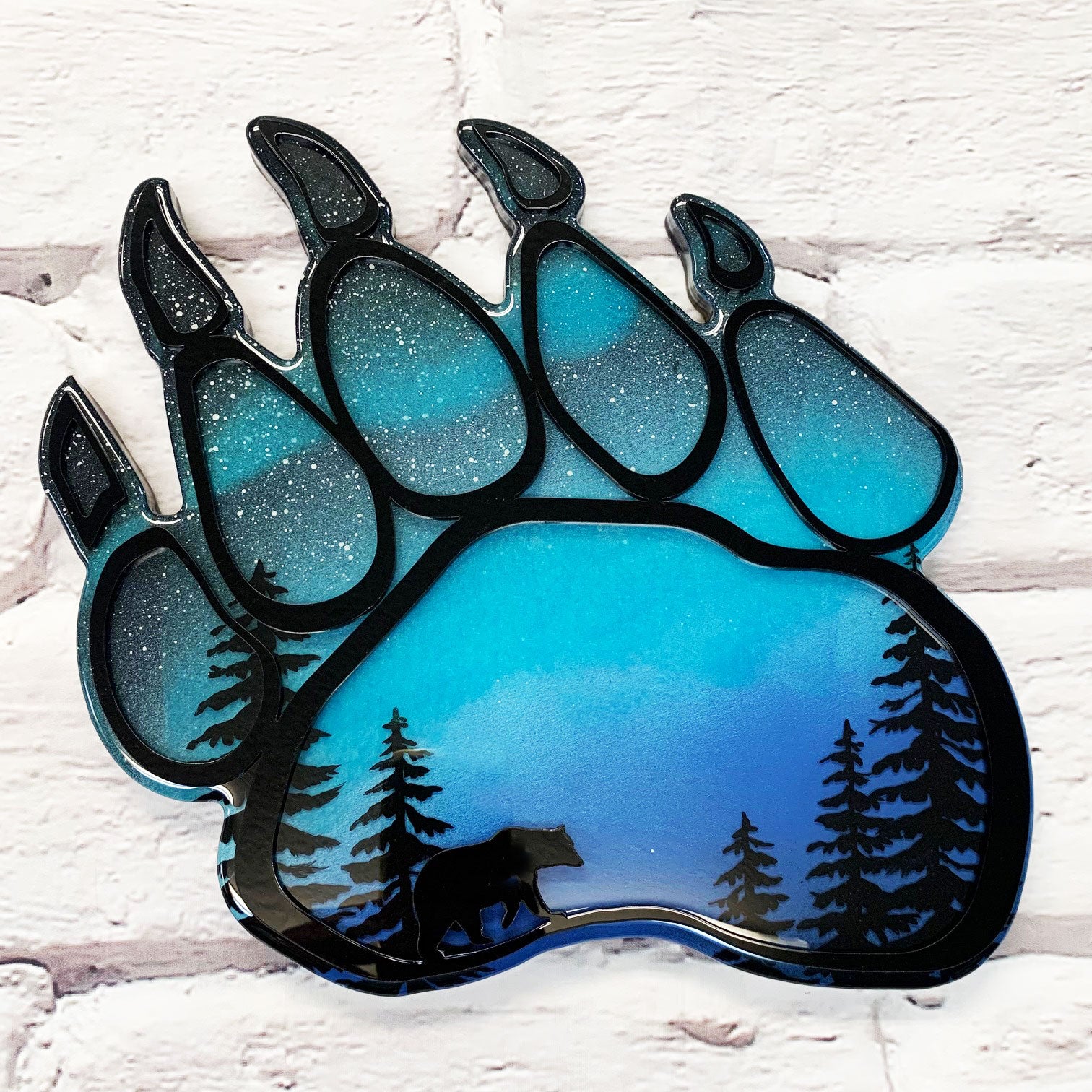 Bear Paw Northern Lights Resin Art