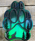 Wolf Paw Northern Lights Resin Art